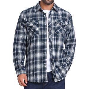 Contrasting Colors Checked Slim Fit Long Sleeved Shirt with Pocket Navy White